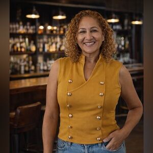 Mustard Double-Breasted Women's Top